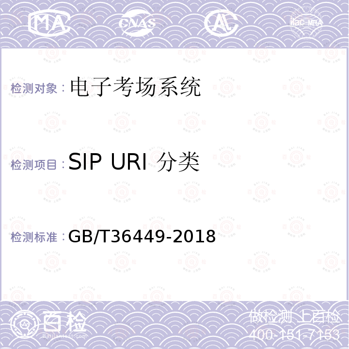 SIP URI 分类 GB/T 36449-2018 电子考场系统通用要求