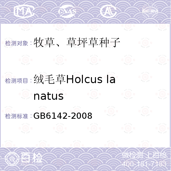 绒毛草Holcus lanatus GB 6142-2008 禾本科草种子质量分级