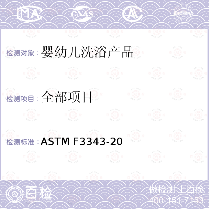 全部项目 ASTM F3343-20 婴幼儿洗浴产品的安全规范 