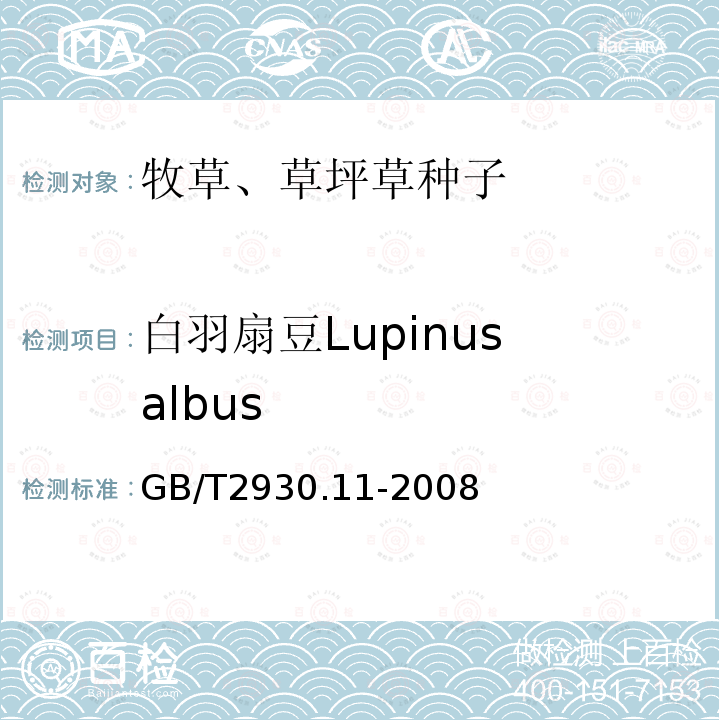 白羽扇豆Lupinus albus GB/T 2930.11-2008 草种子检验规程 检验报告