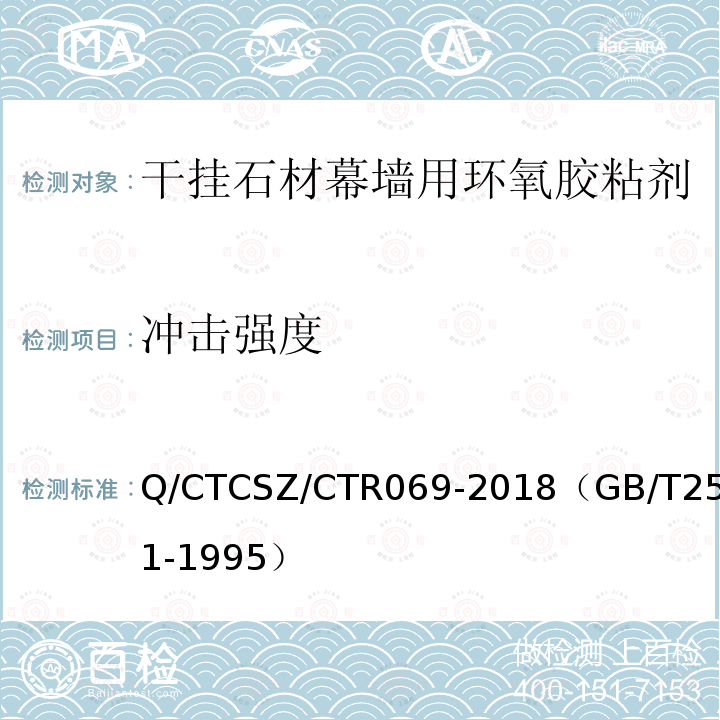冲击强度 Q/CTCSZ/CTR069-2018（GB/T2571-1995） 树脂浇注体冲击性能试验方法