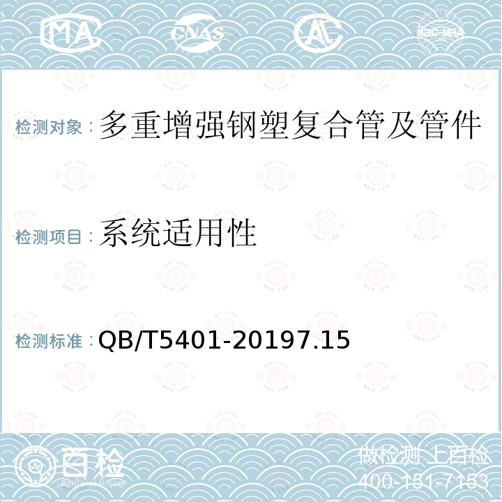 系统适用性 QB/T 5401-2019 多重增强钢塑复合管及管件