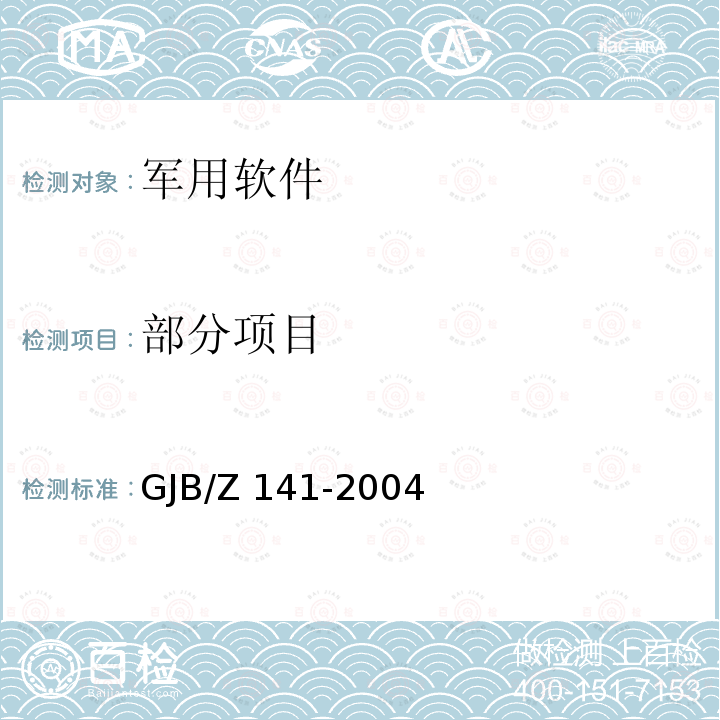 部分项目 GJB/Z 141-2004 军用软件测试指南 