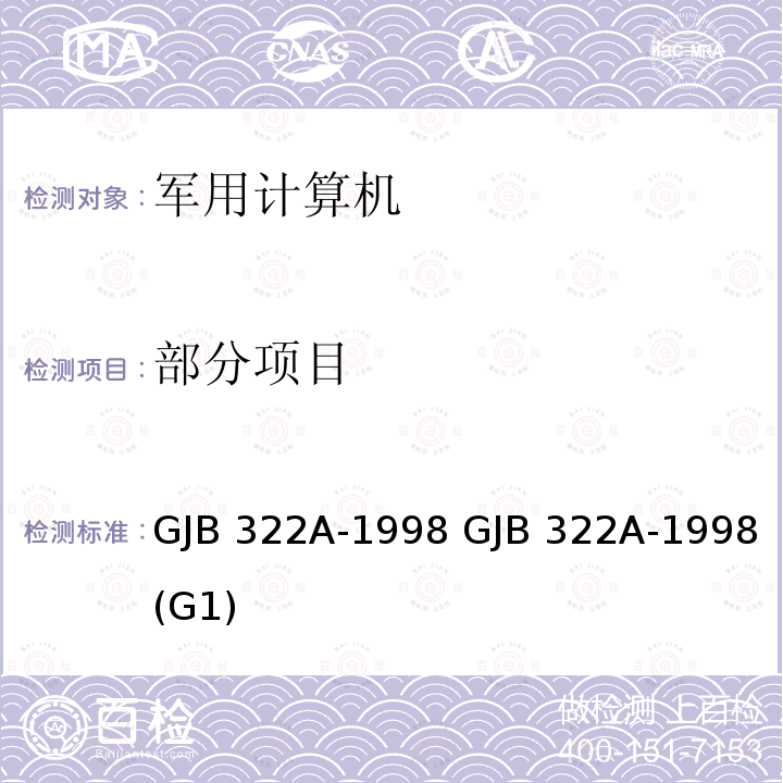 部分项目 GJB 322A-1998 军用计算机通用规范  (G1)
