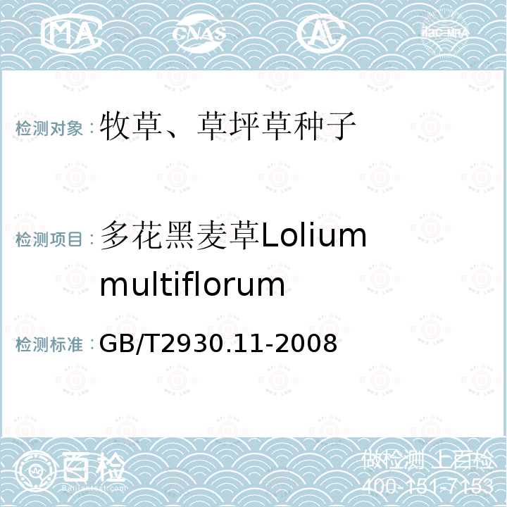 多花黑麦草Lolium multiflorum GB/T 2930.11-2008 草种子检验规程 检验报告