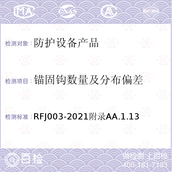 錨固鉤數量及分布偏差 人民防空工程防護設備產品與安裝質量檢驗標準