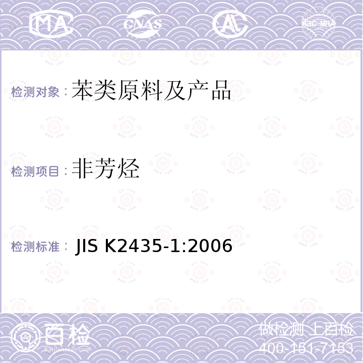 非芳烃 苯、甲苯、二甲苯 第1部分：苯  JIS K2435-1:2006 