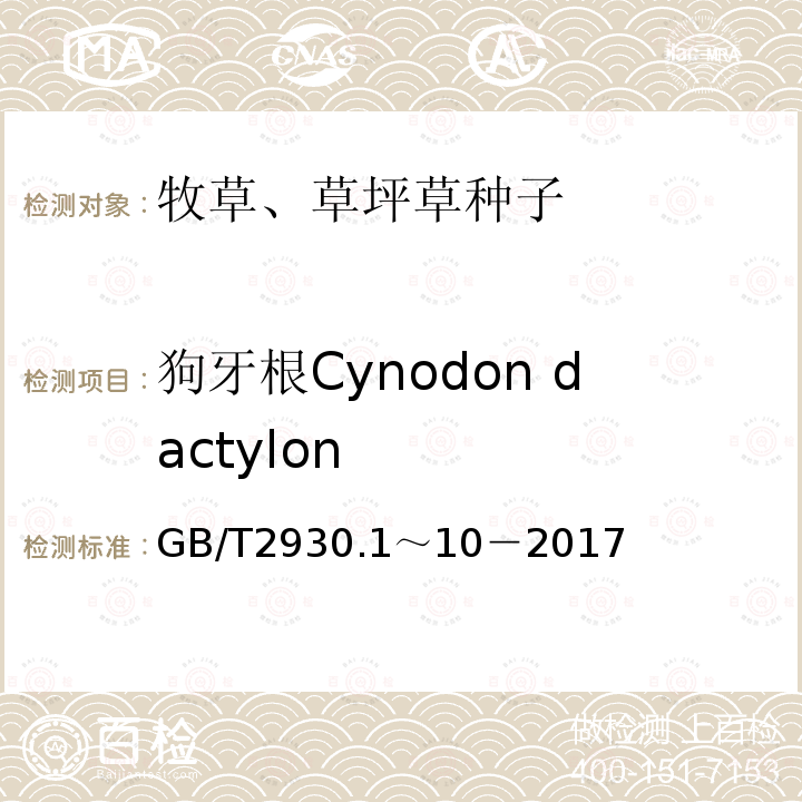 狗牙根Cynodon dactylon GB 2930-1982 牧草种子检验规程