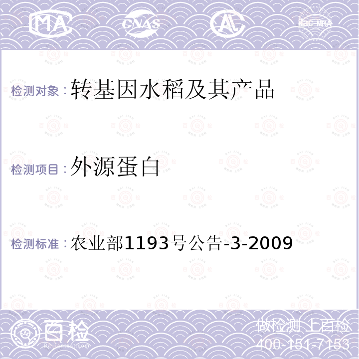 外源蛋白 农业部1193号公告-3-2009 转基因植物及其产品成分检测 抗虫水稻TT51-1及其衍生品种定性PCR方法