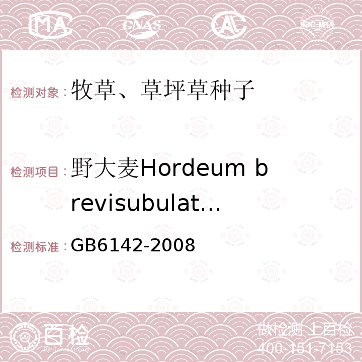 野大麦Hordeum brevisubulatum GB 6142-2008 禾本科草种子质量分级