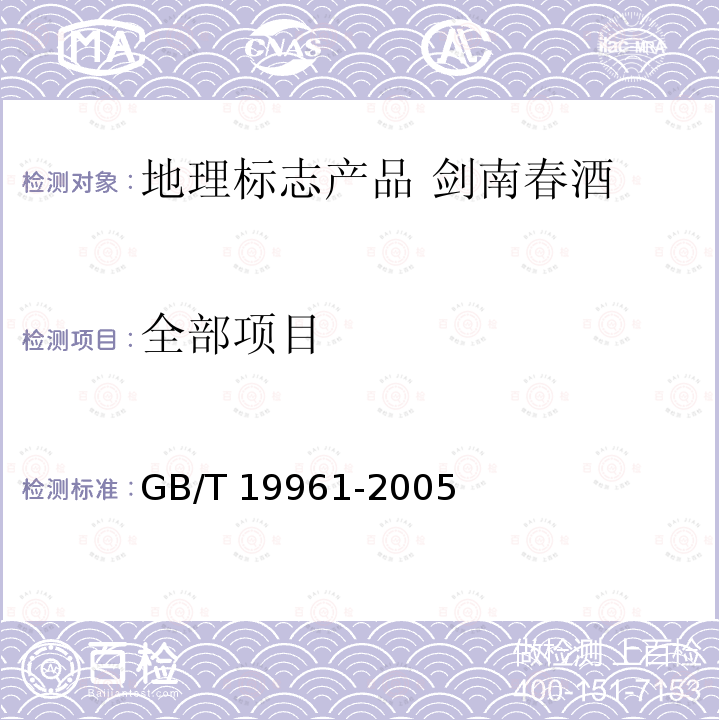 全部项目 GB/T 19961-2005 地理标志产品 剑南春酒(附第1号修改单)
