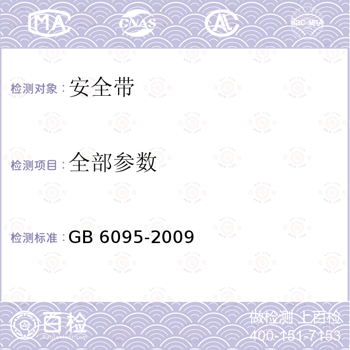 全部参数 GB 6095-2009 安全带