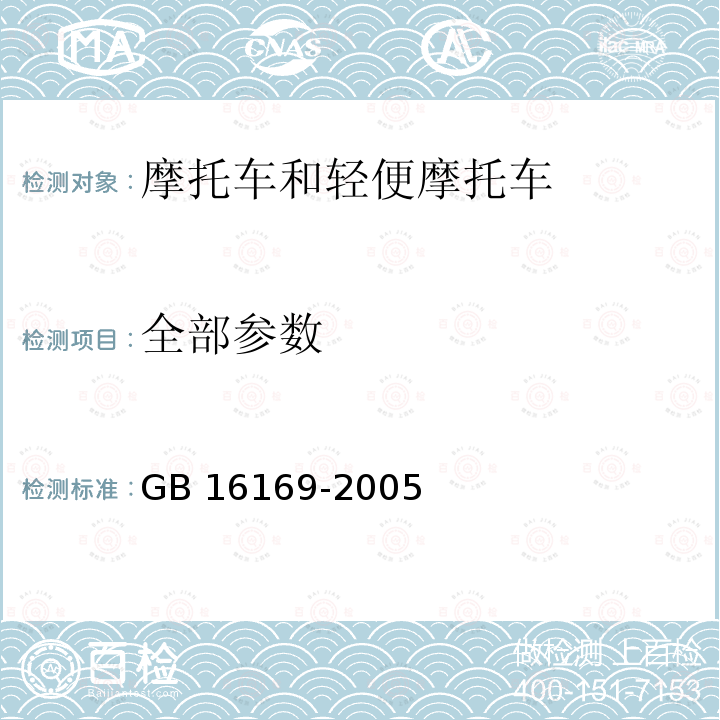 全部参数 GB 16169-2005 摩托车和轻便摩托车加速行驶噪声限值及测量方法