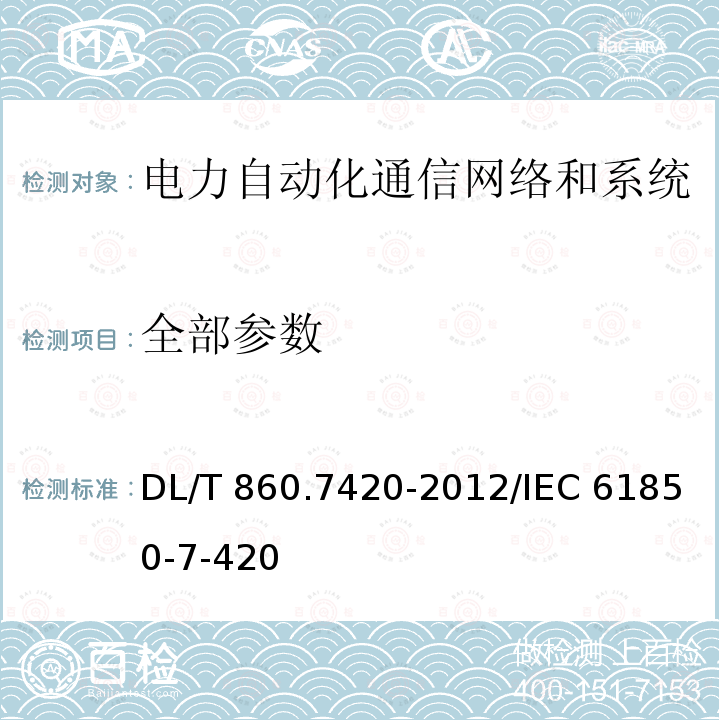 全部参数 DL/T 860.7420-2012 电力企业自动化通信网络和系统 第7-420部分:基本通信结构  分布式能源逻辑节点