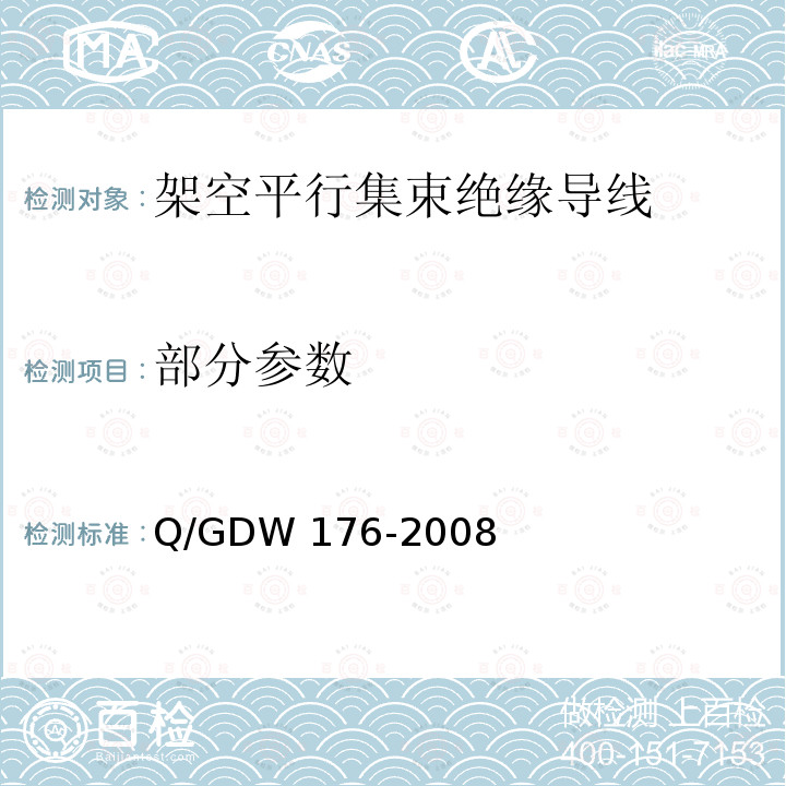 部分参数 Q/GDW 176-2008 《架空平行集束绝缘导线低压配电线路设计规程》 