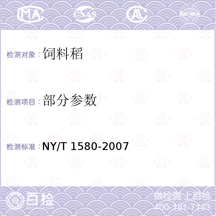 部分参数 NY/T 1580-2007 饲料稻