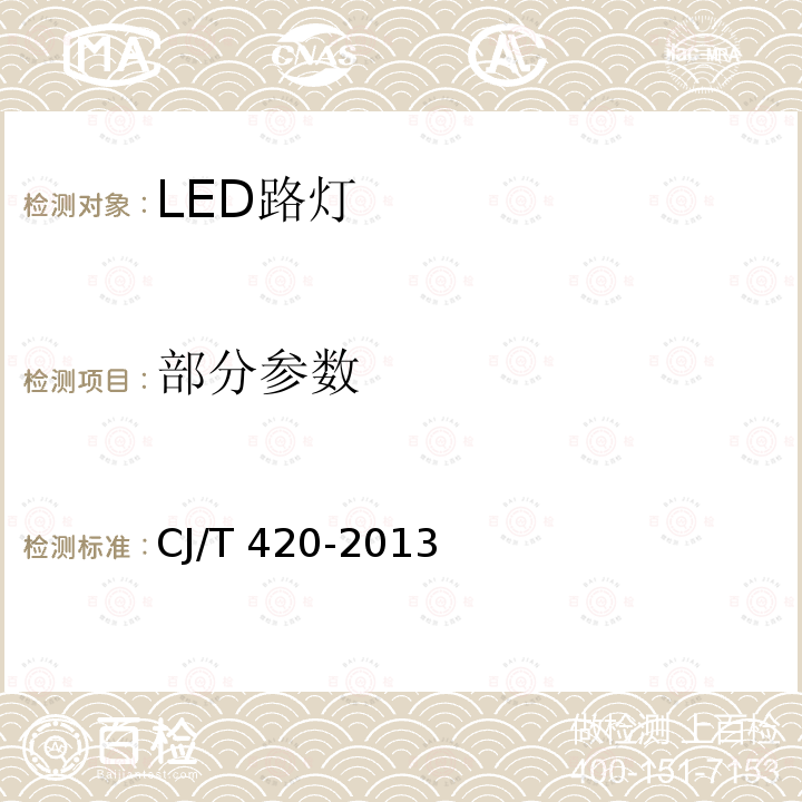 部分参数 CJ/T 420-2013 LED路灯