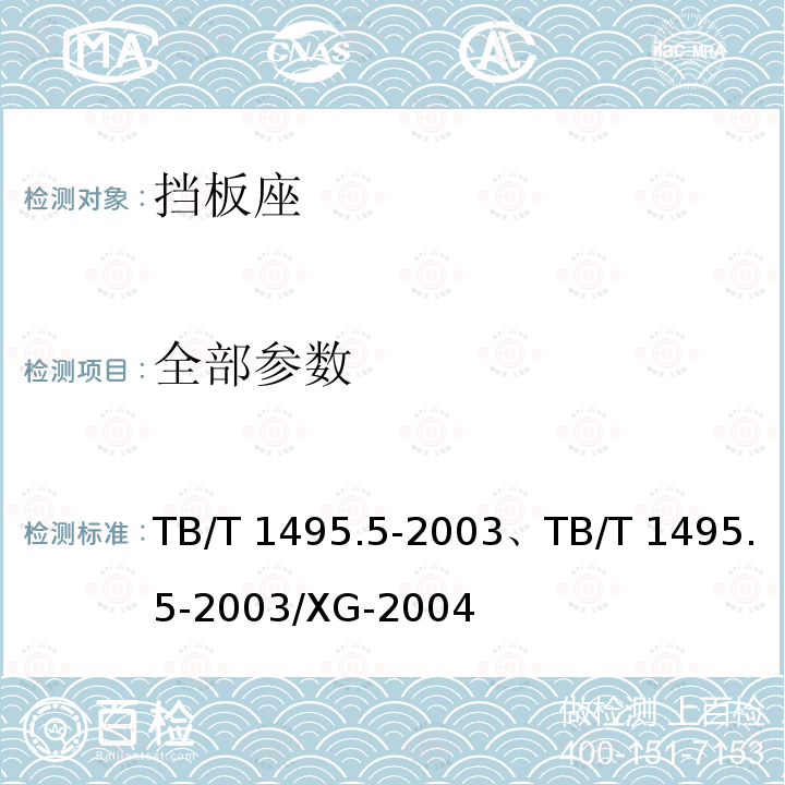 全部参数 TB/T 1495.5-2003 弹簧Ⅰ型扣件 第5部分:弹条Ⅰ、Ⅱ型扣件挡板座