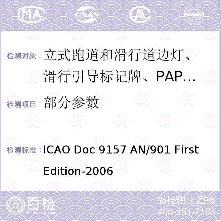 部分参数 ICAO Doc 9157 AN/901 First Edition-2006 机场设计手册 第六部分 脆弱性 