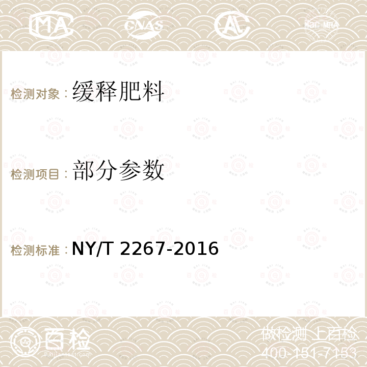 部分参数 NY/T 2267-2016 缓释肥料 通用要求