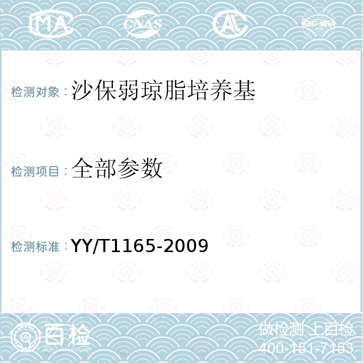 全部参数 沙保弱琼脂培养基 YY/T1165-2009