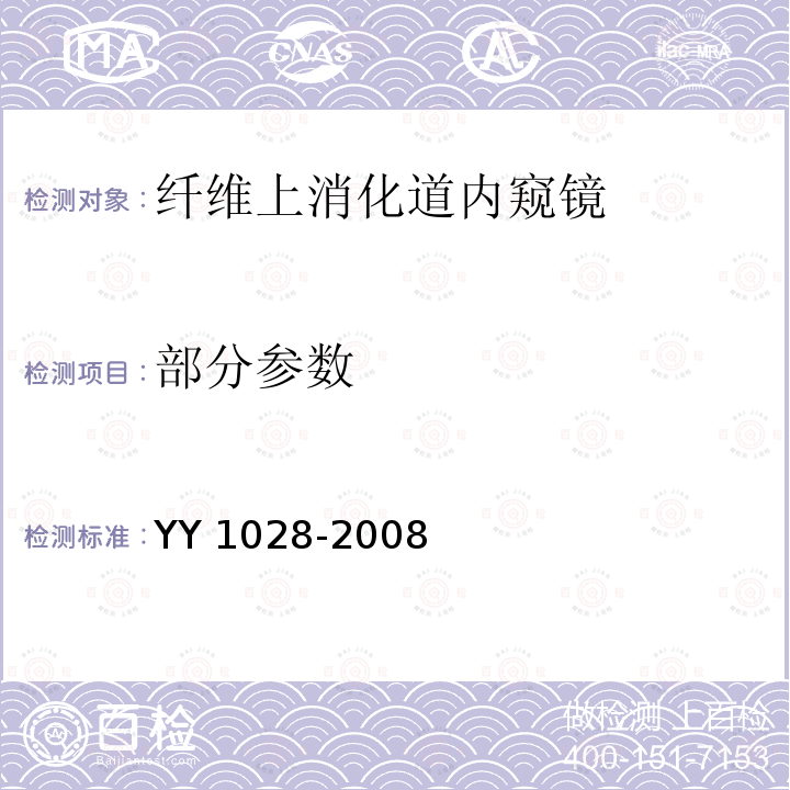 部分参数 YY/T 1028-2008 【强改推】纤维上消化道内窥镜