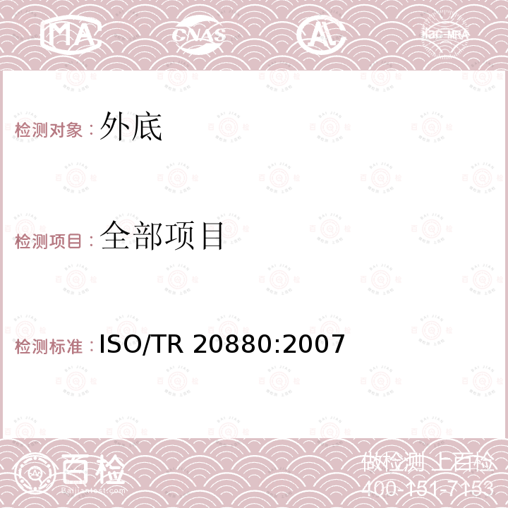 全部项目 鞋类 鞋类配件 外底技术条件 ISO/TR 20880:2007