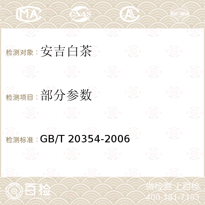 部分参数 GB/T 20354-2006 地理标志产品 安吉白茶
