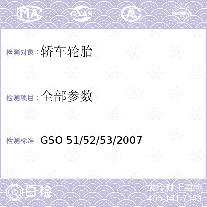 全部参数 GSO 51 乘用车轮胎 
 /52/53/2007