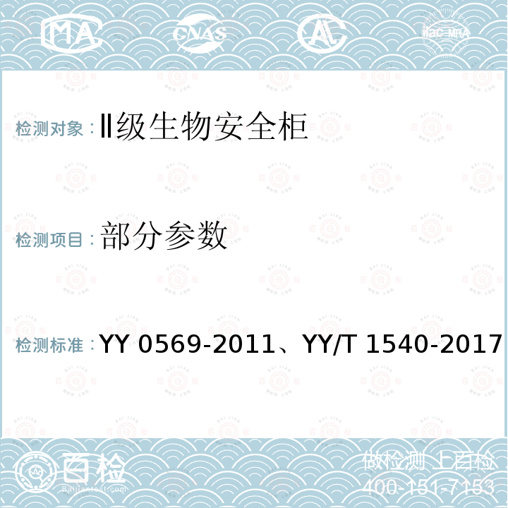 部分参数 YY/T 1540-2017 医用Ⅱ级生物安全柜核查指南
