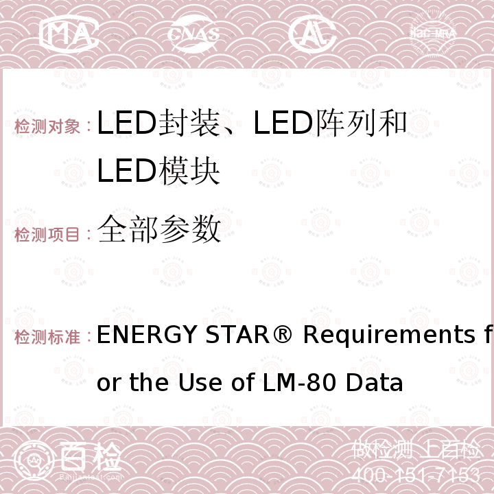 全部参数 ENERGY STAR® Requirements for the Use of LM-80 Data 能源之星使用LM-80数据的要求 