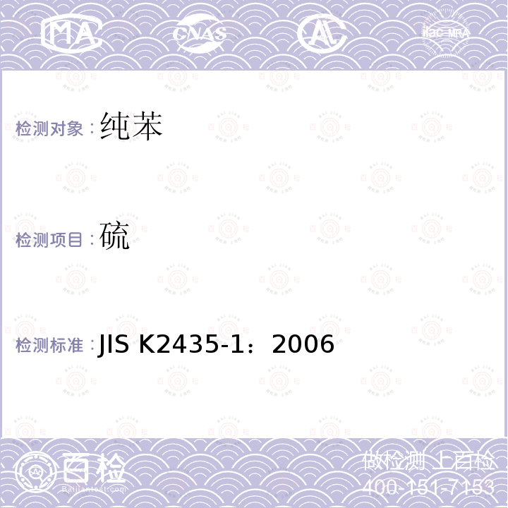 硫 苯、甲苯、二甲苯 JIS K2435-1：2006 5.6
