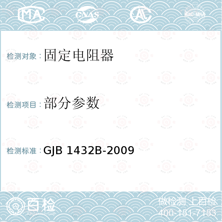部分参数 GJB 1432B-2009 片式膜固定电阻器通用规范  3.7