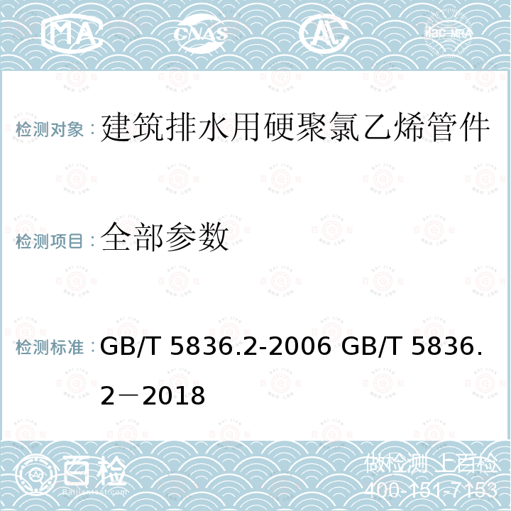 全部参数 GB/T 5836.2-2006 建筑排水用硬聚氯乙烯(PVC-U)管件