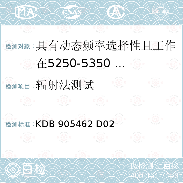 辐射法测试 《UNII DFS合规程序新规则v02 》 KDB 905462 D02 7.3