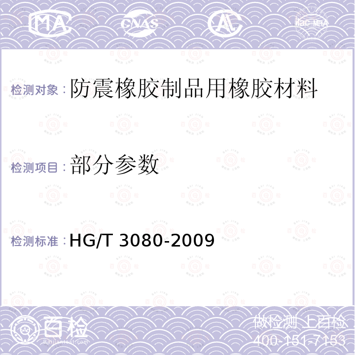 部分参数 防震橡胶制品用橡胶材料 HG/T 3080-2009