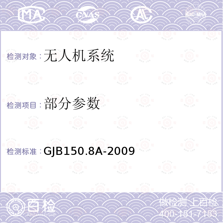 部分参数 军用装备实验室环境试验方法 第8部分：淋雨试验