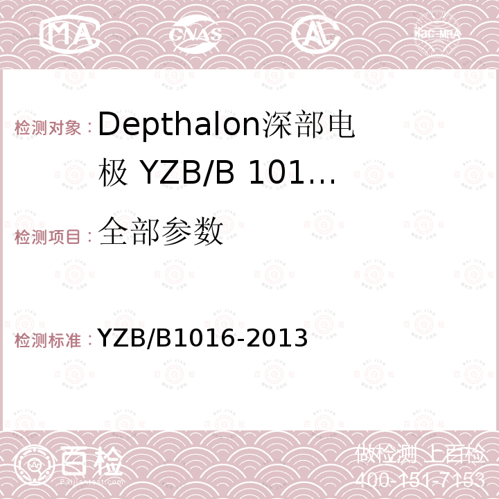 全部参数 YZB/B1016-2013 Depthalon深部电极