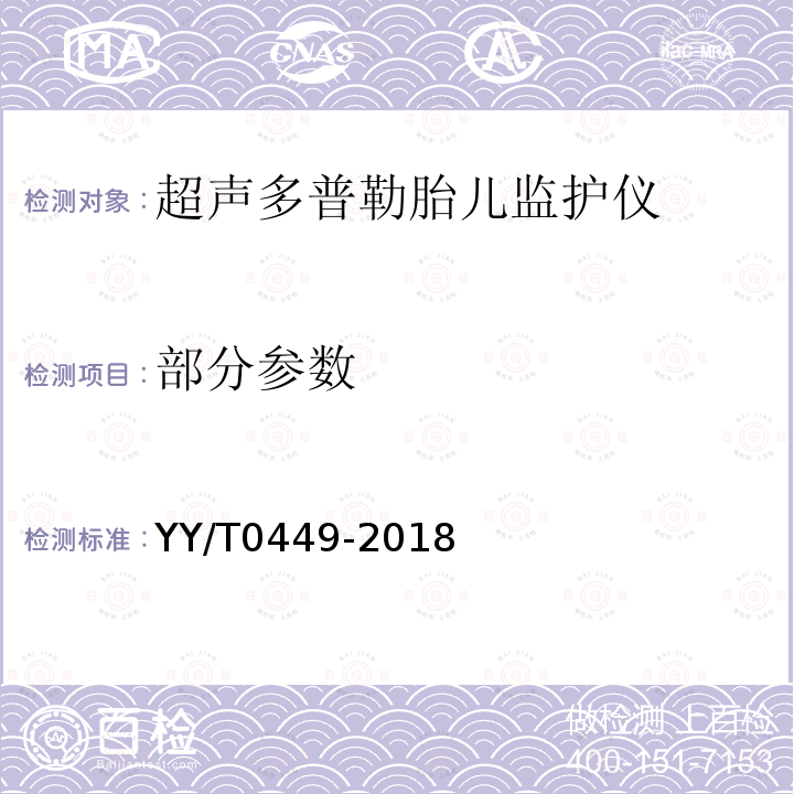 部分参数 YY/T 0449-2018 超声多普勒胎儿监护仪