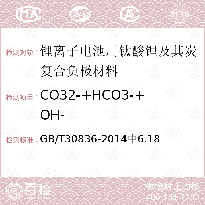 CO32-+HCO3-+OH- GB/T 30836-2014 锂离子电池用钛酸锂及其炭复合负极材料