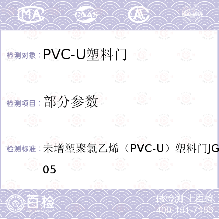 部分参数 JG/T 180-2005 未增塑聚氯乙烯(PVC-U)塑料门