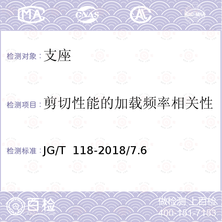 剪切性能的加载频率相关性 JG/T 118-2018 建筑隔震橡胶支座