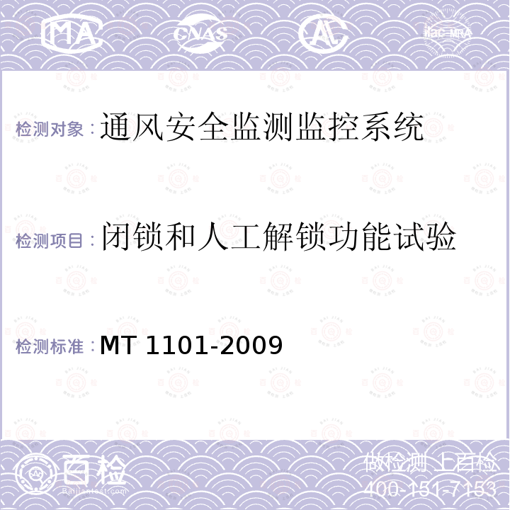闭锁和人工解锁功能试验 MT/T 1101-2009 【强改推】矿用车载式甲烷断电仪