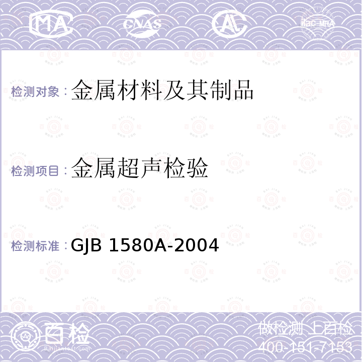 金属超声检验 GJB 1580A-2004 变形方法GJB1580A-2004