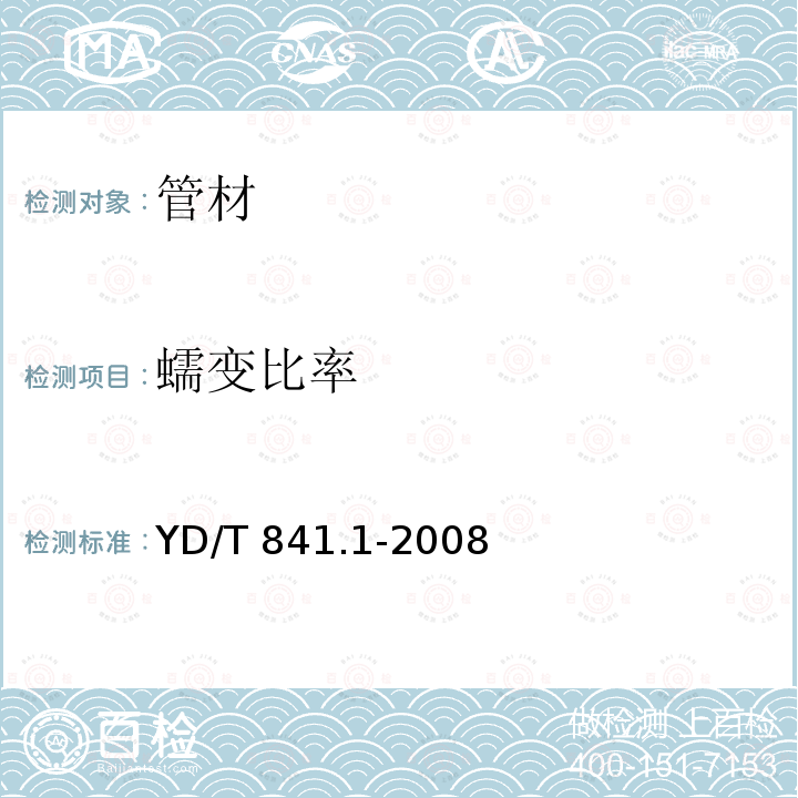 蠕变比率 地下通信管材管道用塑料管第1部分：总则YD/T841.1-2008(5.19)