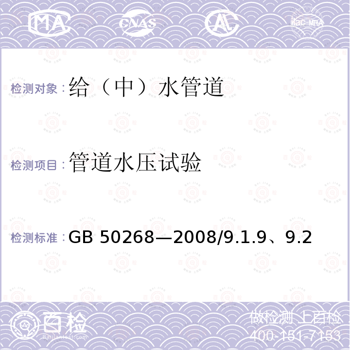 管道水压试验 GB 50268-2008 给水排水管道工程施工及验收规范(附条文说明)