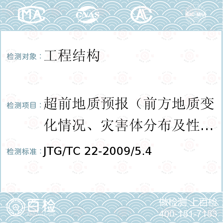 超前地质预报（前方地质变化情况、灾害体分布及性质、地质观察） TB 10013-2010 铁路工程物理勘探规范(附条文说明)