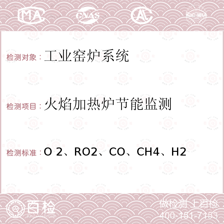 火焰加热炉节能监测 O 2、RO2、CO、CH4、H2 干燃烧产物的百分含量（O2、RO2、CO、CH4、H2）