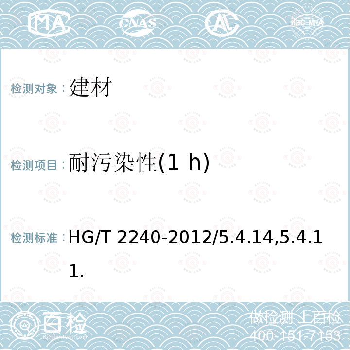 耐污染性(1 h) 潮(湿)气固化聚氨酯涂料(单组分)HG/T2240-2012/5.4.14,5.4.11.1