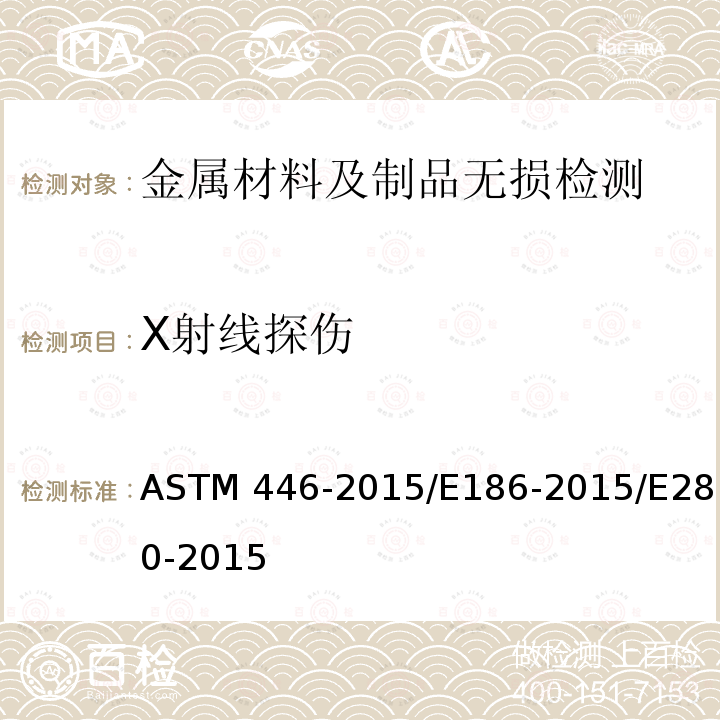 X射线探伤 ASTM 446-2015 《金属铸件的射线透照检测方法》ASTM446-2015/E186-2015/E280-2015